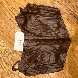 Chocolate Faux Leather Top